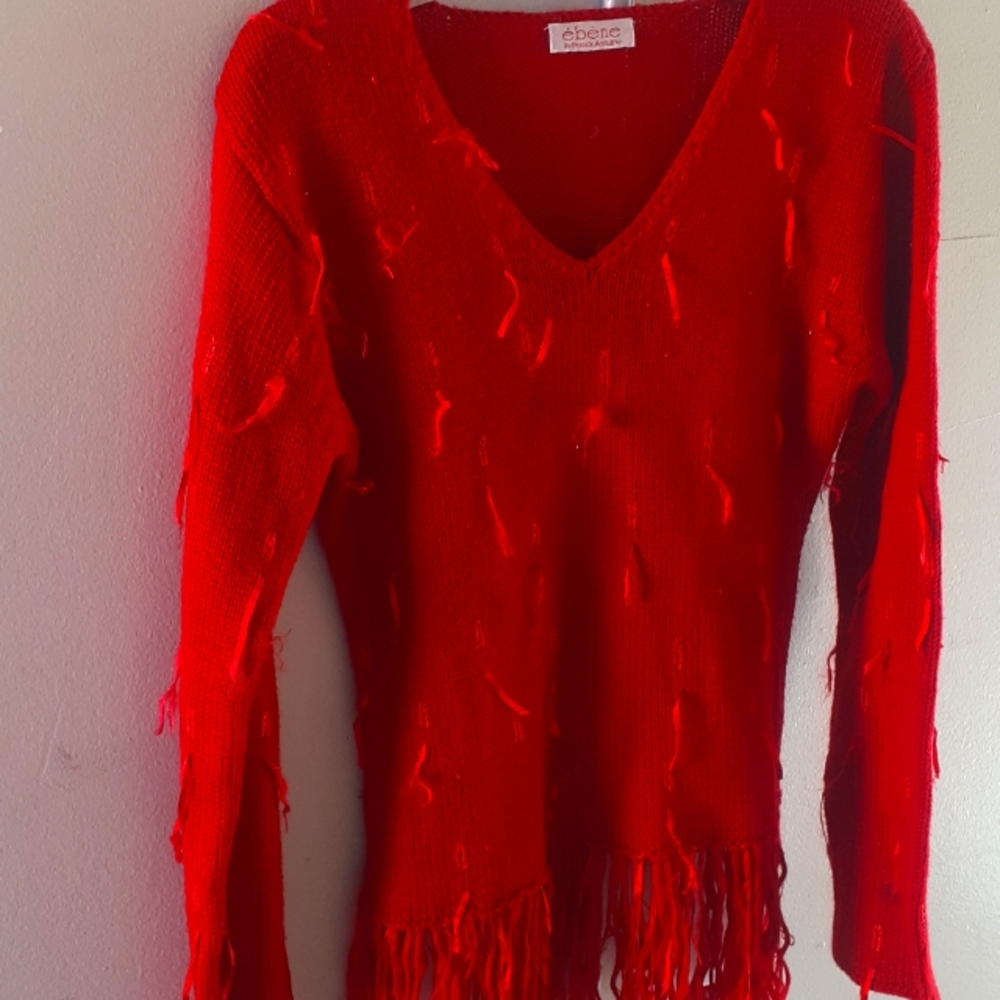 Vintage Ebene by Patrick Assuline Funky Dyed Rabbit Fur Sweater Jacket Coat Sz 2